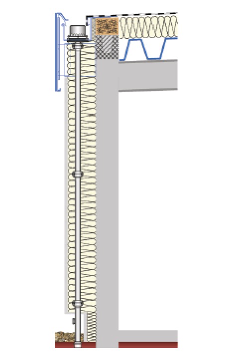 DRAINLET-Mini in box gutter with downpipe behind facade