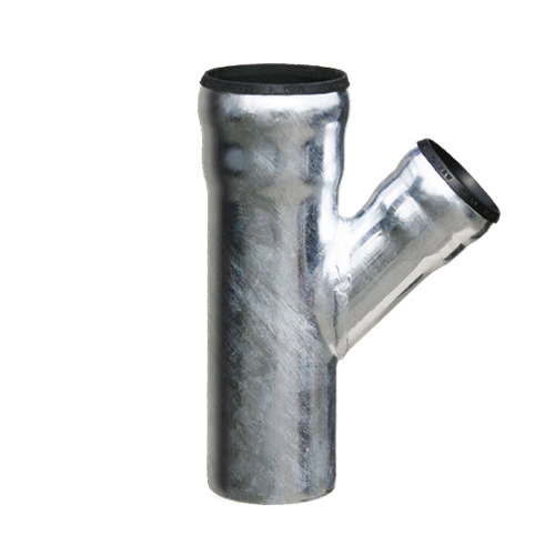 LORO-X Red.-Abzweig, aus Stahl, feuerverzinkt, nach DIN EN 1123 mit erhöhtem Qualitätsstandard, mit 2-Kammern-Steckmuffenverbindung, Baustoffklasse A1, formstabil, bruchfest, rückstausicher, langlebige Innenbeschichtung gemäß DIN EN ISO 2178 auf Basis einer 2K-Epoxid-Kombination, Farbton: Rotbraun, 45 Grad, DN 125/40 LORO-X Red.-Abzweig, aus Stahl, feuerverzinkt, nach DIN EN 1123 mit erhöhtem Qualitätsstandard, mit 2-Kammern-Steckmuffenverbindung, Baustoffklasse A1, formstabil, bruchfest, rückstausicher, langlebige Innenbeschichtung gemäß DIN EN ISO 2178 auf Basis einer 2K-Epoxid-Kombination, Farbton: Rotbraun, 45 Grad, DN 125/40