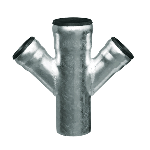 LORO-X Doppelabzweig, aus Stahl, feuerverzinkt, nach DIN EN 1123 mit erhöhtem Qualitätsstandard, mit 2-Kammern-Steckmuffenverbindung, Baustoffklasse A1, formstabil, bruchfest, rückstausicher, langlebige Innenbeschichtung gemäß DIN EN ISO 2178 auf Basis einer 2K-Epoxid-Kombination, Farbton: Rotbraun, 45 Grad, DN 150/150/150 LORO-X Doppelabzweig, aus Stahl, feuerverzinkt, nach DIN EN 1123 mit erhöhtem Qualitätsstandard, mit 2-Kammern-Steckmuffenverbindung, Baustoffklasse A1, formstabil, bruchfest, rückstausicher, langlebige Innenbeschichtung gemäß DIN EN ISO 2178 auf Basis einer 2K-Epoxid-Kombination, Farbton: Rotbraun, 45 Grad, DN 150/150/150