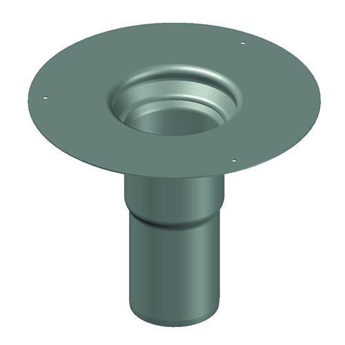 LORO-Dachablauftrichter, nach DIN EN 1253 mit erhöhtem Qualitätsstandard, aus Aluminium, kunststoffbeschichtet, Auslauf senkrecht, ohne Wärmedämmung, DN 100