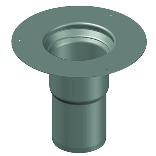 LORO-Dachablauftrichter, nach DIN EN 1253 mit erhöhtem Qualitätsstandard, aus Aluminium, kunststoffbeschichtet, Auslauf senkrecht, ohne Wärmedämmung, DN 125
