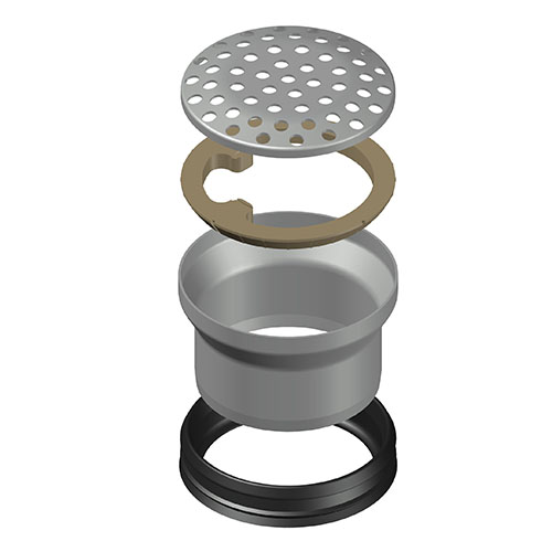 LORO-X Aufsatzelement, Serie V-OF für Balkone aus wasserundurchlässigem Beton für Balkonaufbau ohne Belag, bestehend aus: Aufsatzelement ohne Flansch, Dichtelement DN 100, Aufnahmering, Sieb rund, aus Edelstahl, ohne Rohrdurchführung LORO-X Aufsatzelement, Serie V-OF für Balkone aus wasserundurchlässigem Beton für Balkonaufbau ohne Belag, bestehend aus: Aufsatzelement ohne Flansch, Dichtelement DN 100, Aufnahmering, Sieb rund, aus Edelstahl, ohne Rohrdurchführung
