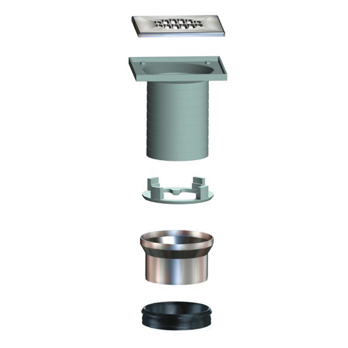 LORO-X Aufsatzelement, Serie V-OF für Balkone aus wasserundurchlässigem Beton für Balkonaufbau mit Belag, bestehend aus: Aufsatzelement ohne Flansch, Dichtelement DN 100, Entwäserungsring, Siebaufnahme 100mm x 100mm, höhenverstellbar, Sieb quadratisch, aus Edelstahl, ohne Rohrdurchführung LORO-X Aufsatzelement, Serie V-OF für Balkone aus wasserundurchlässigem Beton für Balkonaufbau mit Belag, bestehend aus: Aufsatzelement ohne Flansch, Dichtelement DN 100, Entwäserungsring, Siebaufnahme 100mm x 100mm, höhenverstellbar, Sieb quadratisch, aus Edelstahl, ohne Rohrdurchführung
