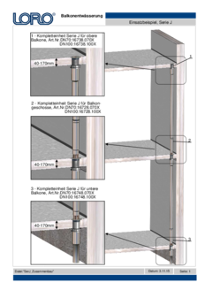 LORO-X scarico balcone Serie J scarichi diretti con bordo di supporto situazione di installazione con filettatura