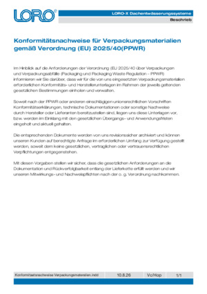 Konformitätsnachweise Verpackungsmaterialien