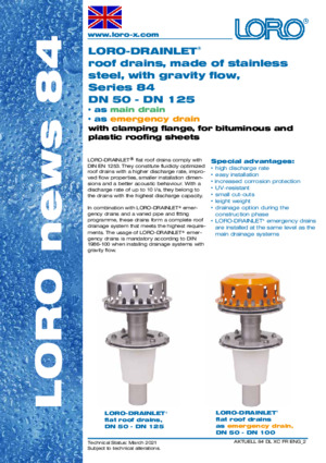 Series 84 LORO-X DRAINLET gravity drainage