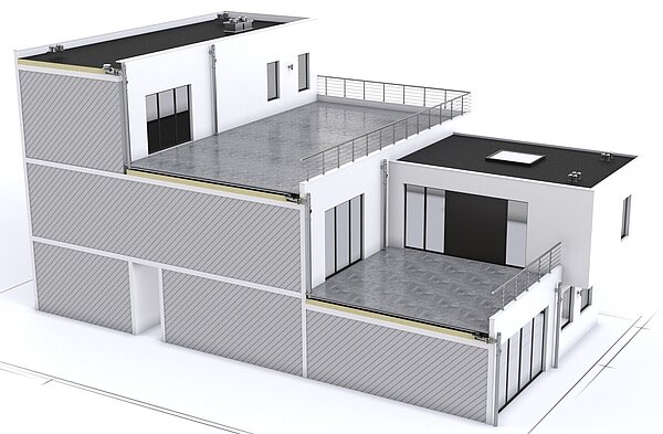 Maison résidentielle avec terrasses en cascade et évacuation en cascade LORO-X DUOSTREAM