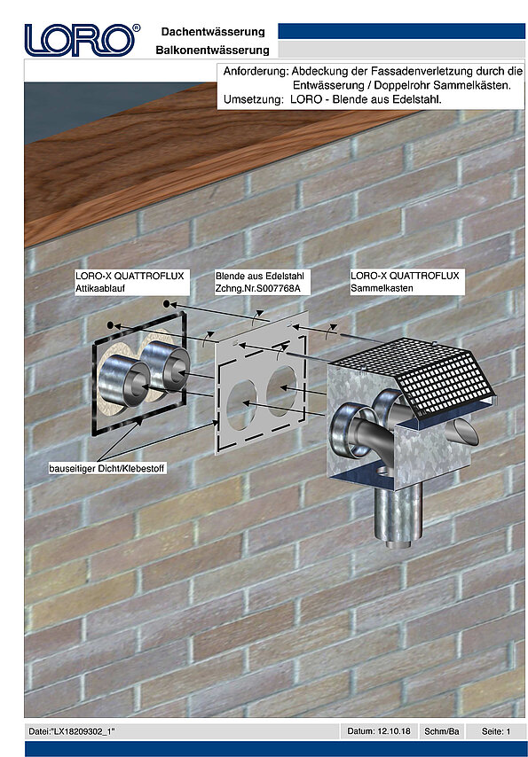LORO-X QUATTROFLUX verzamelbak met 4 stroomwegen