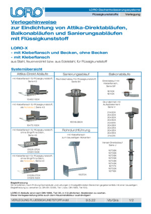 Verlegehinweise zur Eindichtung mit Flüssigkunststoff