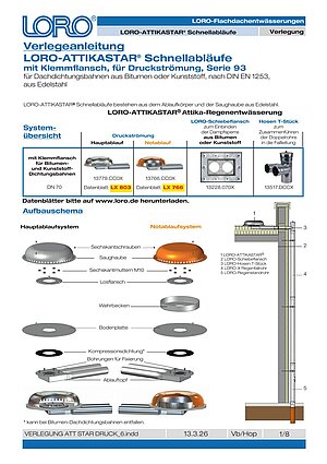 Verlegeanleitung LORO-X ATTIKASTAR® mit Druckströmung – Titelseite (PDF)