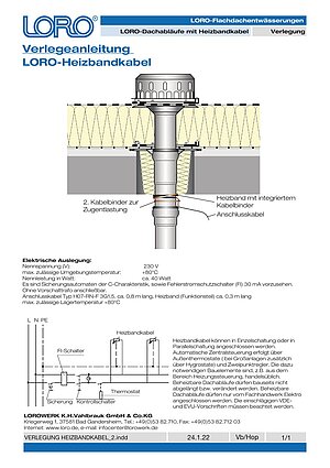 Installation instructions LORO heating band cable – Cover page (PDF)