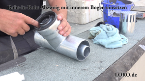 LORO-X DUOSTREAM Mehrgeschossablauf für die Kaskadenentwässerung und Staffelgeschossentwässerung Rohr-in-Rohr Abzweig mit innerem Umlenkungsbogen zur Umlenkung der Strömung in die Fallleitung