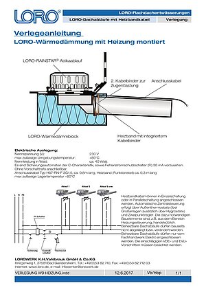 Installation instructions LORO insulating block with heating – Cover page (PDF)