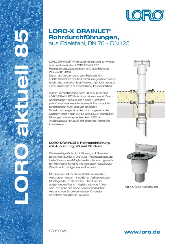 LORO-X Issue 85 LORO-DRAINLET pipe penetration