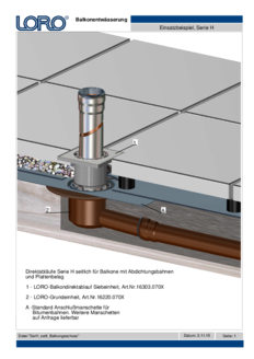 Scarichi diretti Serie H laterali per balconi con membrane impermeabilizzanti e rivestimento in lastre