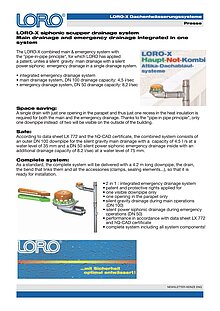 LORO-X Sistem odvodnjavanja atike, kombinirano glavno/zasilno 25.07.2008 – Naslovnica (PDF)