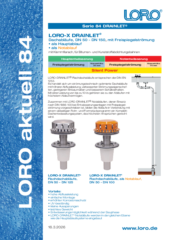 LORO-X DRAINLET Serie 84 catálogo PDF