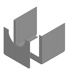 LORO-X 13309.050X LX glue reinforcement height 95 mm with recess stainless steel for QUATTROFLUX