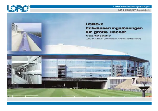 Luftaufnahme Veltins Arena Gelsenkirchen mit LORO-X Dachentwässerungssystem bei Regenwetter