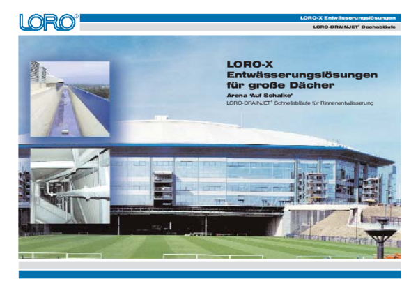 Zračna fotografija Veltins Arena Gelsenkirchen sa sustavom krovnog odvoda LORO-X po kišnom vremenu