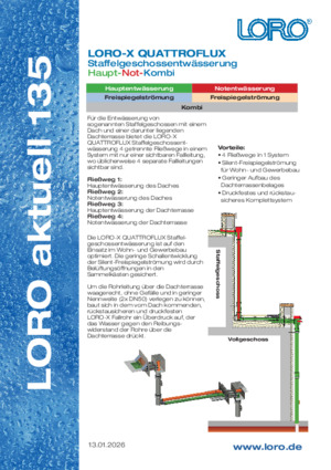 Series 135 LORO-X QUATTROFLUX set-back storey drainage HNK