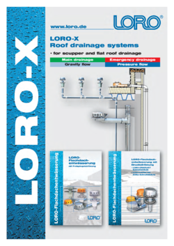 Flat roof drainage diagram with parapet, drain and downpipe