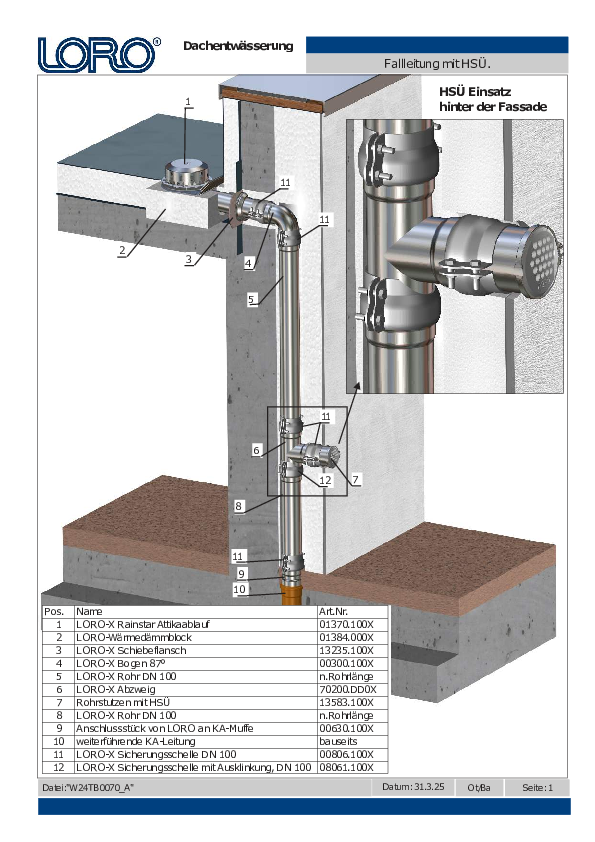 LORO-X HSÜ High-performance safety overflow behind facade