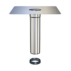 LORO-X 12100.080X Light base unit stainless steel adhesive flange for liquid plastic and bituminous sheeting DN 80