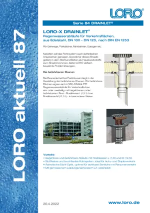 LORO-X
DRAINLET Regenwasserabläufe für Verkehrsflächen