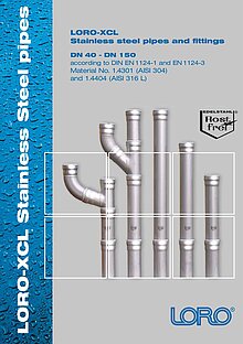 Brochure LORO-XCL stainless steel pipes with LORO-X push-fit socket – Cover page (PDF)