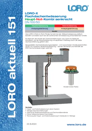 Aktuell 151
LORO-X Flachdachentwässerung HNK senkrecht DN 100/50