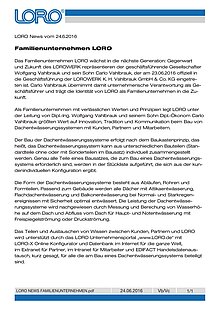 LORO Novice o družinskem podjetju LORO 24.06.2016 – Naslovnica (PDF)