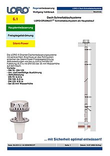 LORO-DRAINLET® Schnellablaufsystem mit Freispiegelströmung 26.08.2008 – Titelseite (PDF)