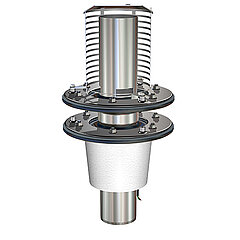 LORO-X 41523.100X main drainage, two-part vertical with thermal insulation and heating with retention pipe height as specified DN 100