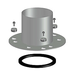 LORO-X 14709.125X retention unit without strainer basket made of stainless steel for series 84 emergency drainage DN 125