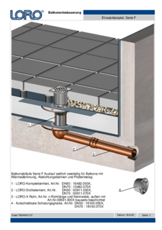 Drenos de varanda Série F saída lateral de duas peças para varandas com isolamento térmico, membranas de vedação e revestimento de placas