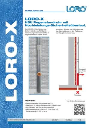 Flyer HSÜ Regenstandrohr mit Hochleistungs-Sicherheitsüberlauf