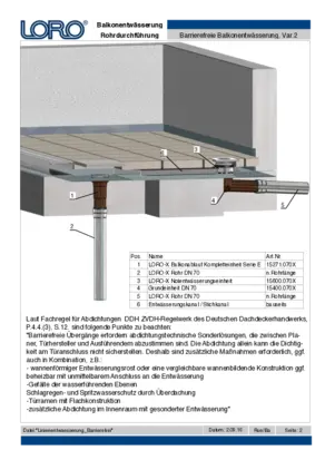 Balcony main and emergency drainage, barrier-free