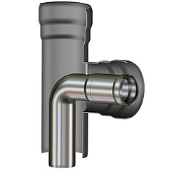 LORO-X 13500.100X LORO-Double pipe branch with bend DN 100/DN 50 for main-emergency-combi drain