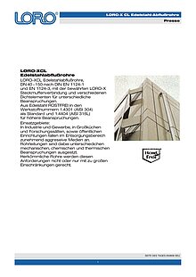 LORO-XCL Edelstahlabflußrohre 05.08.2008 – Titelseite (PDF)