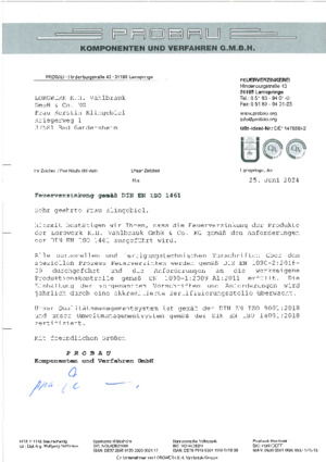 Industrieverband Feuerverzinken e.V. - Urkunde der Firma Probau
