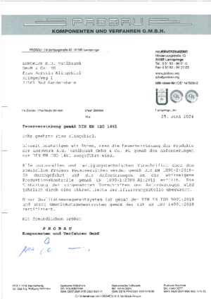 Industrieverband Feuerverzinken e.V. - Urkunde der Firma Probau