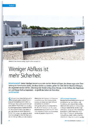 Auch Retentionsdächer sind mit Haupt- und Notentwässerung auszurüsten