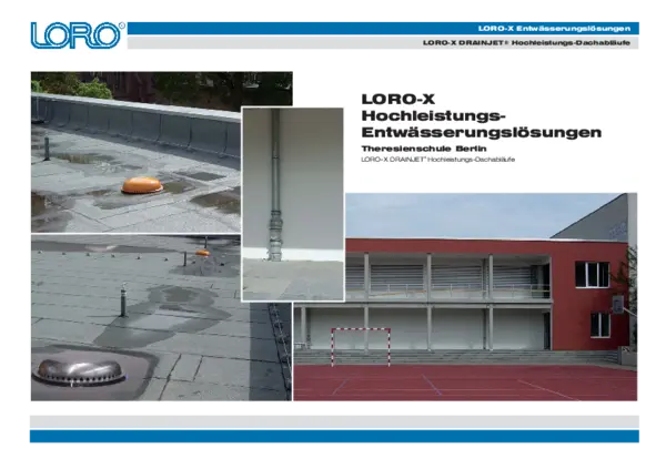 Schulgebäude Theresienschule Berlin mit LORO-X Dachentwässerungssystem